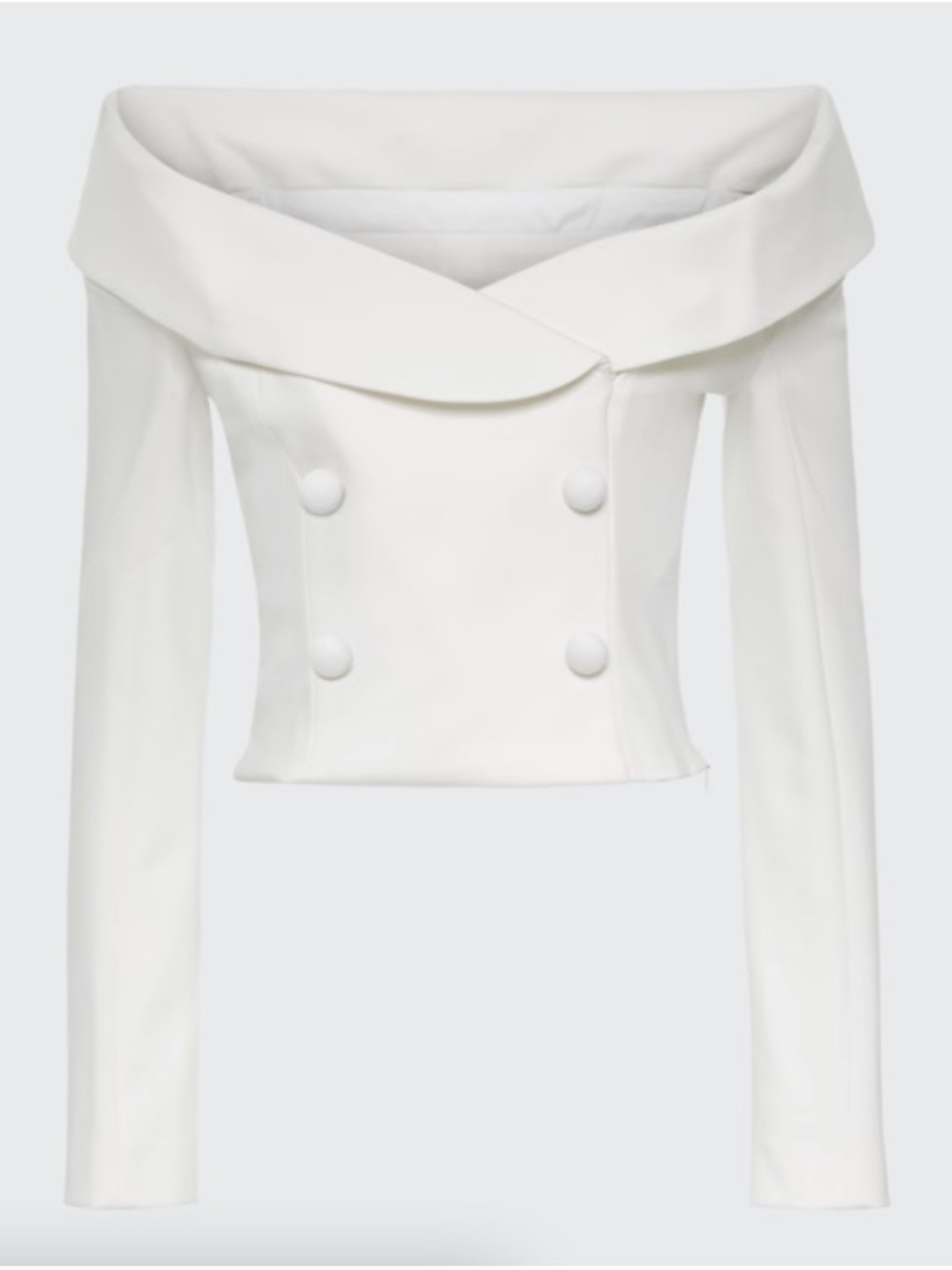 Dorothee Schumacher Off-Shoulder Double-Breasted White Blouse